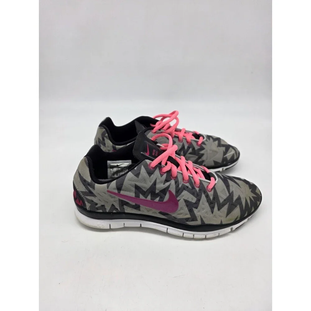 Nike Free TR Fit 3 Cross Training Shoes Sz 8 Gray Pink Geometric 555159-003